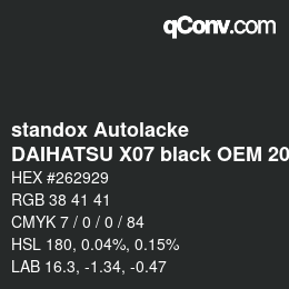 Color code: standox Autolacke - DAIHATSU X07 black OEM 2005 | qconv.com