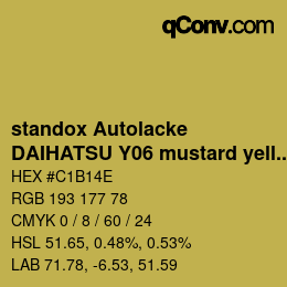 Color code: standox Autolacke - DAIHATSU Y06 mustard yellow | qconv.com