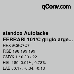 Code couleur: standox Autolacke - FERRARI 101/C grigio argento chiaro | qconv.com