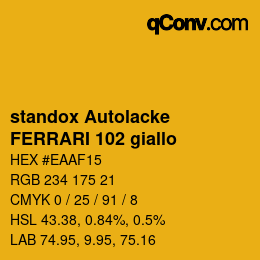 Farbcode: standox Autolacke - FERRARI 102 giallo | qconv.com