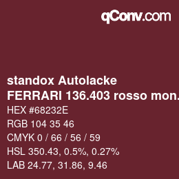 Code couleur: standox Autolacke - FERRARI 136.403 rosso monza | qconv.com