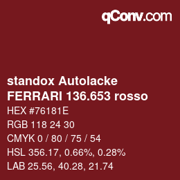 カラーコード: standox Autolacke - FERRARI 136.653 rosso | qconv.com