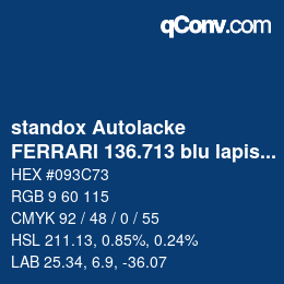 Color code: standox Autolacke - FERRARI 136.713 blu lapislazzulo | qconv.com