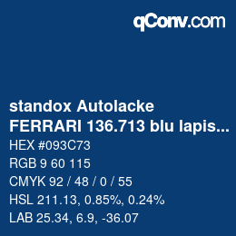 カラーコード: standox Autolacke - FERRARI 136.713 blu lapislazzulo | qconv.com