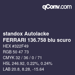 Color code: standox Autolacke - FERRARI 136.758 blu scuro | qconv.com