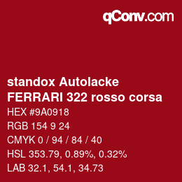 カラーコード: standox Autolacke - FERRARI 322 rosso corsa | qconv.com