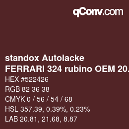 Color code: standox Autolacke - FERRARI 324 rubino OEM 2005 | qconv.com