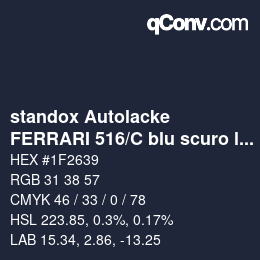 Code couleur: standox Autolacke - FERRARI 516/C blu scuro le mans-mic | qconv.com