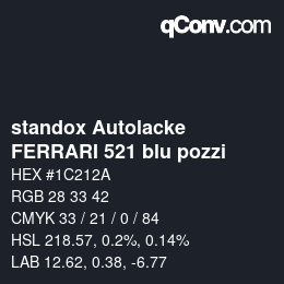 Código de color: standox Autolacke - FERRARI 521 blu pozzi | qconv.com