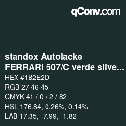Color code: standox Autolacke - FERRARI 607/C verde silverstone | qconv.com