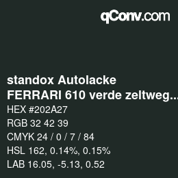 Código de color: standox Autolacke - FERRARI 610 verde zeltweg-mts | qconv.com
