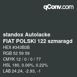 カラーコード: standox Autolacke - FIAT POLSKI 122 szmaragd | qconv.com