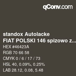 Farbcode: standox Autolacke - FIAT POLSKI 146 spizowo zlocisty | qconv.com