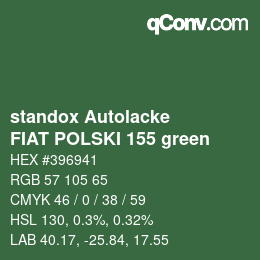 Color code: standox Autolacke - FIAT POLSKI 155 green | qconv.com