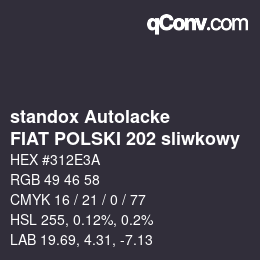 Color code: standox Autolacke - FIAT POLSKI 202 sliwkowy | qconv.com