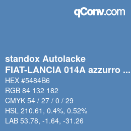 Color code: standox Autolacke - FIAT-LANCIA 014A azzurro rodi | qconv.com