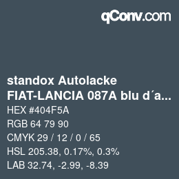 Farbcode: standox Autolacke - FIAT-LANCIA 087A blu d´angers | qconv.com