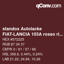 Color code: standox Autolacke - FIAT-LANCIA 103A rosso rinascimento | qconv.com