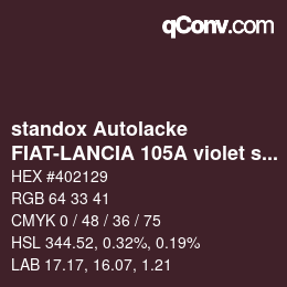 Color code: standox Autolacke - FIAT-LANCIA 105A violet scuro lancia | qconv.com