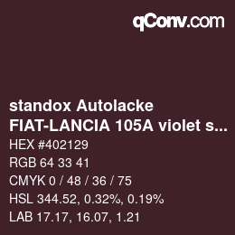 Código de color: standox Autolacke - FIAT-LANCIA 105A violet scuro lancia | qconv.com