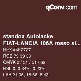 Code couleur: standox Autolacke - FIAT-LANCIA 106A rosso siena | qconv.com