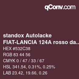 Código de color: standox Autolacke - FIAT-LANCIA 124A rosso damask | qconv.com