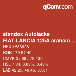 Color code: standox Autolacke - FIAT-LANCIA 125A arancio initial | qconv.com