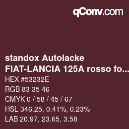 Farbcode: standox Autolacke - FIAT-LANCIA 125A rosso forge lancia | qconv.com