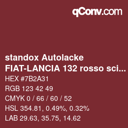 Color code: standox Autolacke - FIAT-LANCIA 132 rosso scilla | qconv.com