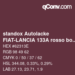 Código de color: standox Autolacke - FIAT-LANCIA 133A rosso boreale | qconv.com