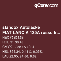 Código de color: standox Autolacke - FIAT-LANCIA 135A rosso tramonto ulysse | qconv.com