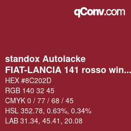 Farbcode: standox Autolacke - FIAT-LANCIA 141 rosso windsor lancia | qconv.com