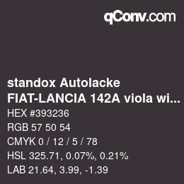 Color code: standox Autolacke - FIAT-LANCIA 142A viola wild lancia | qconv.com