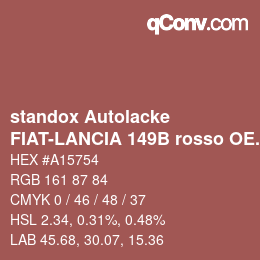 Color code: standox Autolacke - FIAT-LANCIA 149B rosso OEM 2005 | qconv.com
