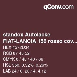Color code: standox Autolacke - FIAT-LANCIA 158 rosso coventry lancia | qconv.com