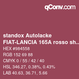 Color code: standox Autolacke - FIAT-LANCIA 165A rosso shock lancia | qconv.com