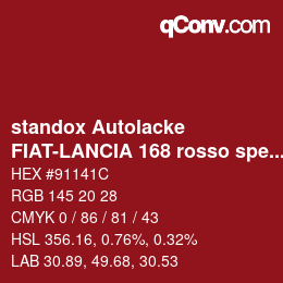 Color code: standox Autolacke - FIAT-LANCIA 168 rosso speed | qconv.com