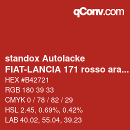 Color code: standox Autolacke - FIAT-LANCIA 171 rosso arancio | qconv.com