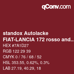 Color code: standox Autolacke - FIAT-LANCIA 172 rosso andaluso ulysse | qconv.com