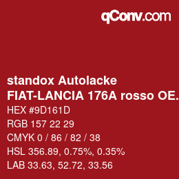 カラーコード: standox Autolacke - FIAT-LANCIA 176A rosso OEM 2006 | qconv.com