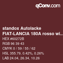 Color code: standox Autolacke - FIAT-LANCIA 180A rosso winner | qconv.com