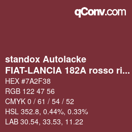 Color code: standox Autolacke - FIAT-LANCIA 182A rosso ribes | qconv.com