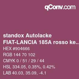 Code couleur: standox Autolacke - FIAT-LANCIA 185A rosso kermes | qconv.com