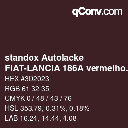 Color code: standox Autolacke - FIAT-LANCIA 186A vermelho barcelona OEM 2006 | qconv.com