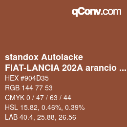 Color code: standox Autolacke - FIAT-LANCIA 202A arancio vitoria | qconv.com