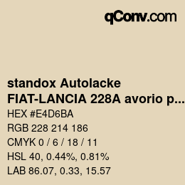 Color code: standox Autolacke - FIAT-LANCIA 228A avorio paganini | qconv.com