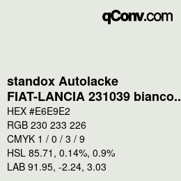 Color code: standox Autolacke - FIAT-LANCIA 231039 bianco OEM 2006 | qconv.com