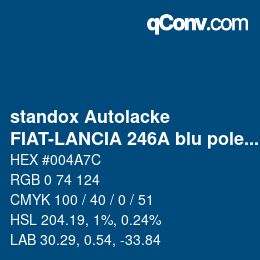Code couleur: standox Autolacke - FIAT-LANCIA 246A blu pole OEM 2005 | qconv.com