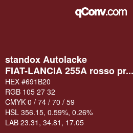 Farbcode: standox Autolacke - FIAT-LANCIA 255A rosso profondo OEM 2005 | qconv.com