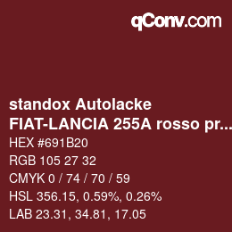 カラーコード: standox Autolacke - FIAT-LANCIA 255A rosso profondo OEM 2005 | qconv.com